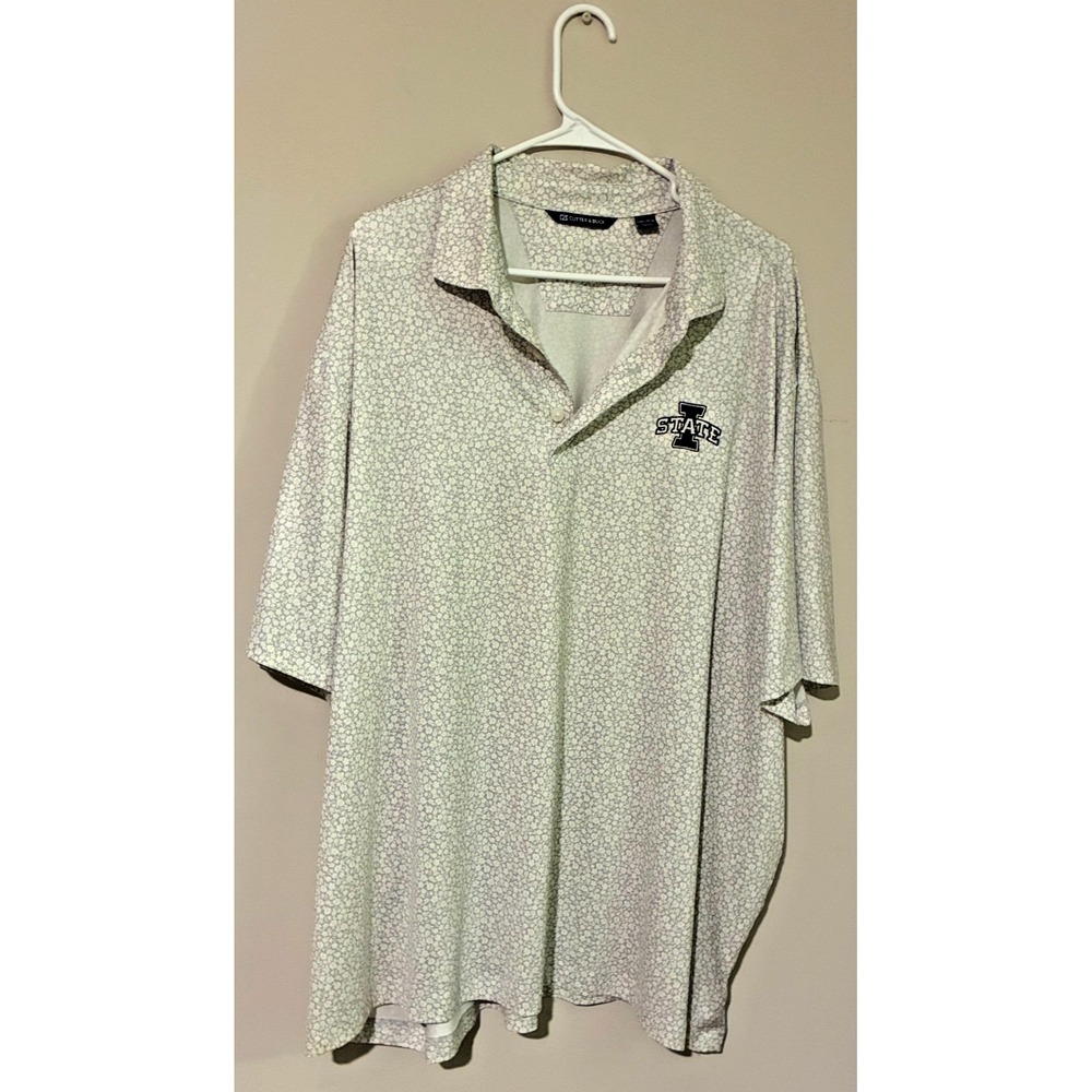 Iowa State Cyclones Cutter & Buck Polo Shirt Men's XXXL Gray Floral Golf NCAA